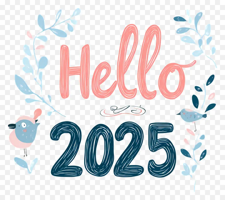 Bonjour 2025，Bonjour 2025 Avec Des Fleurs PNG