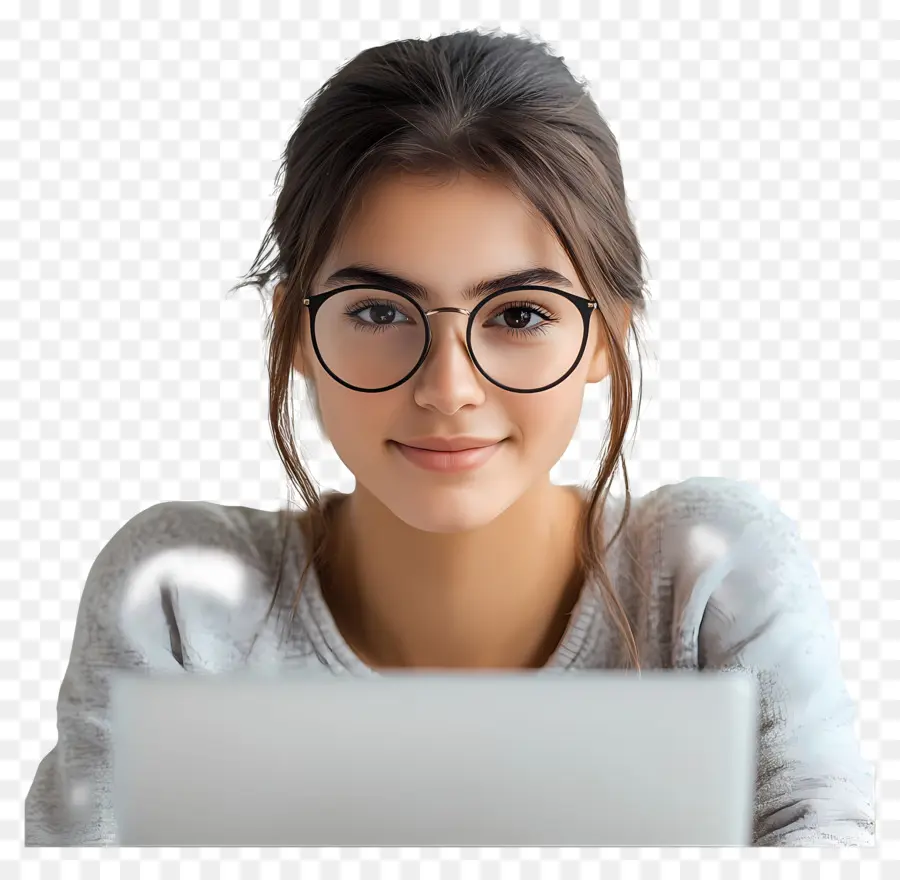 Cours Informatique Fille Étudiant Réel，Femme Avec Ordinateur Portable PNG