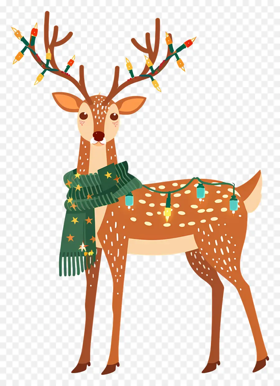 Cerf De Noël，Renne Avec Des Lumières PNG