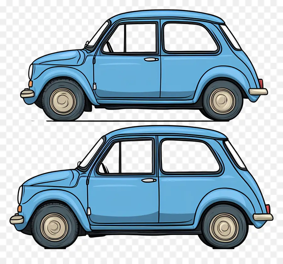 Voiture De Dessin Animé，Mini Voiture Bleue PNG