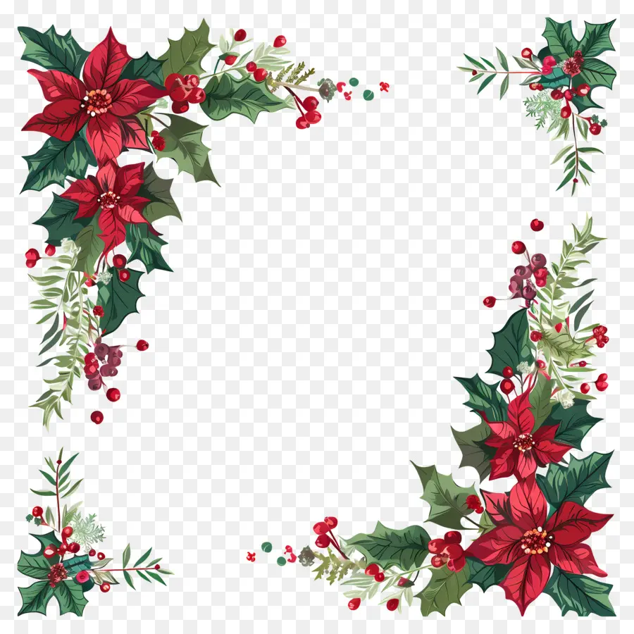 Cadre De Noël，Poinsettia PNG