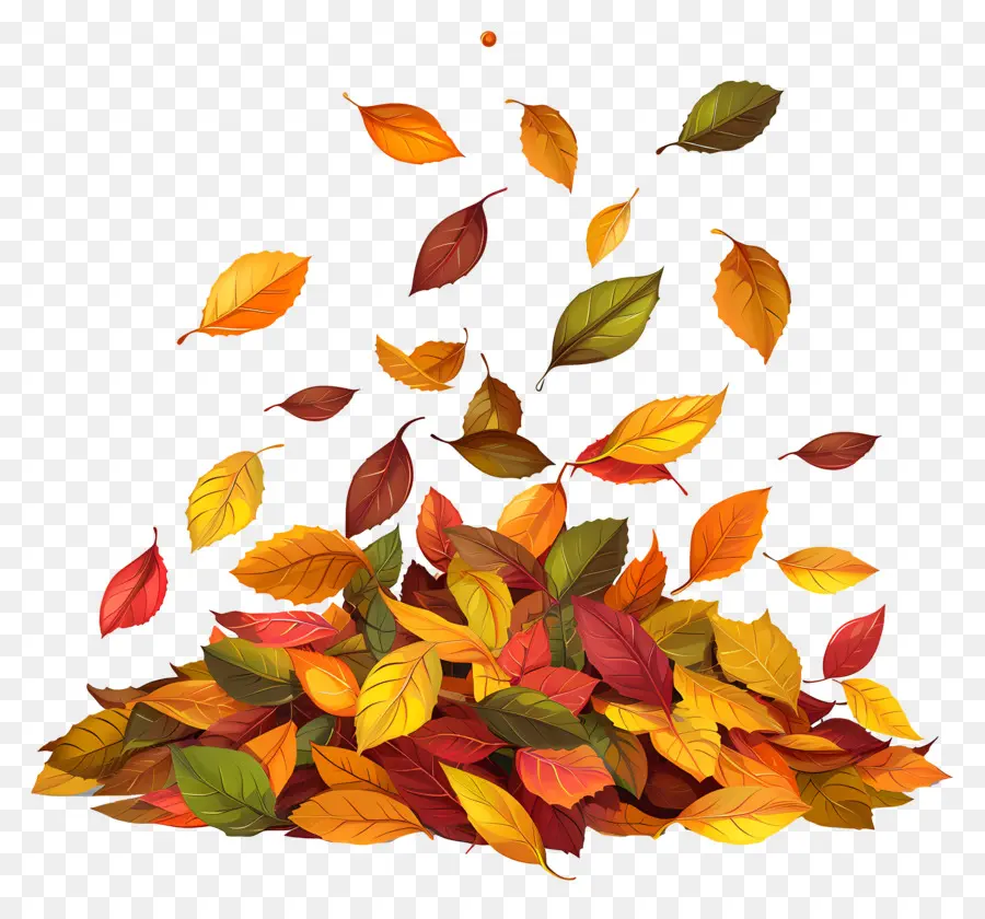 Feuilles Flottantes，Tas De Feuilles D'automne PNG