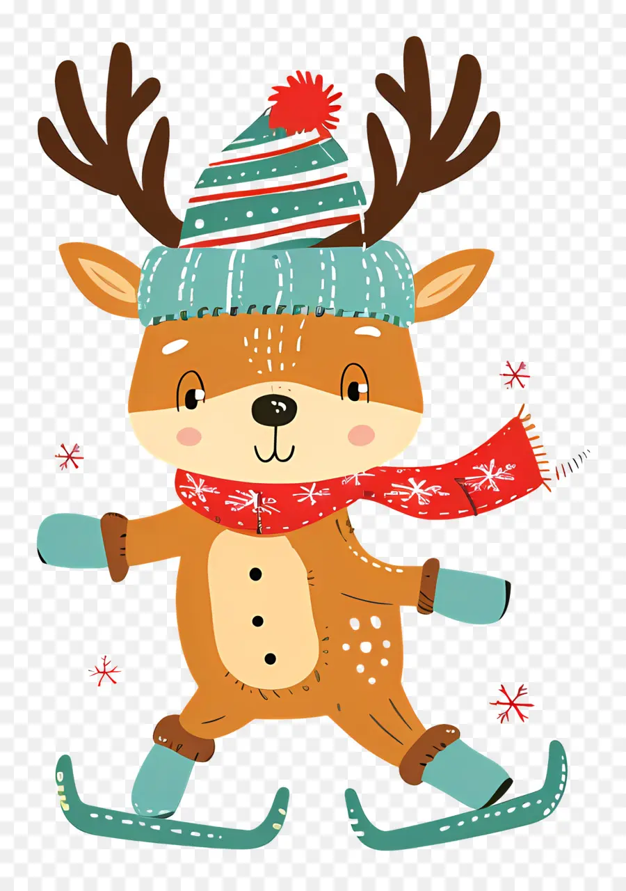 Cerf De Noël，Renne Mignon Avec Chapeau PNG