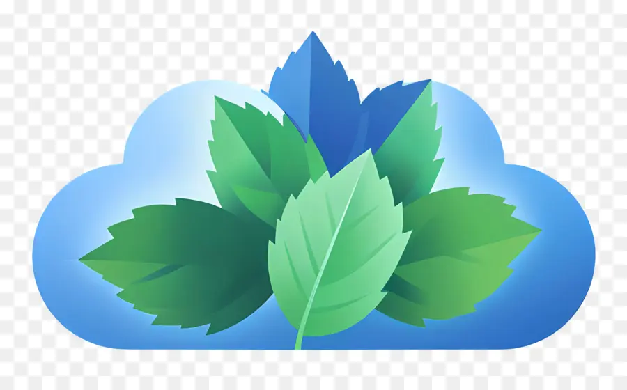 Logo Nuage，Nuage Aux Feuilles Bleues Et Vertes PNG