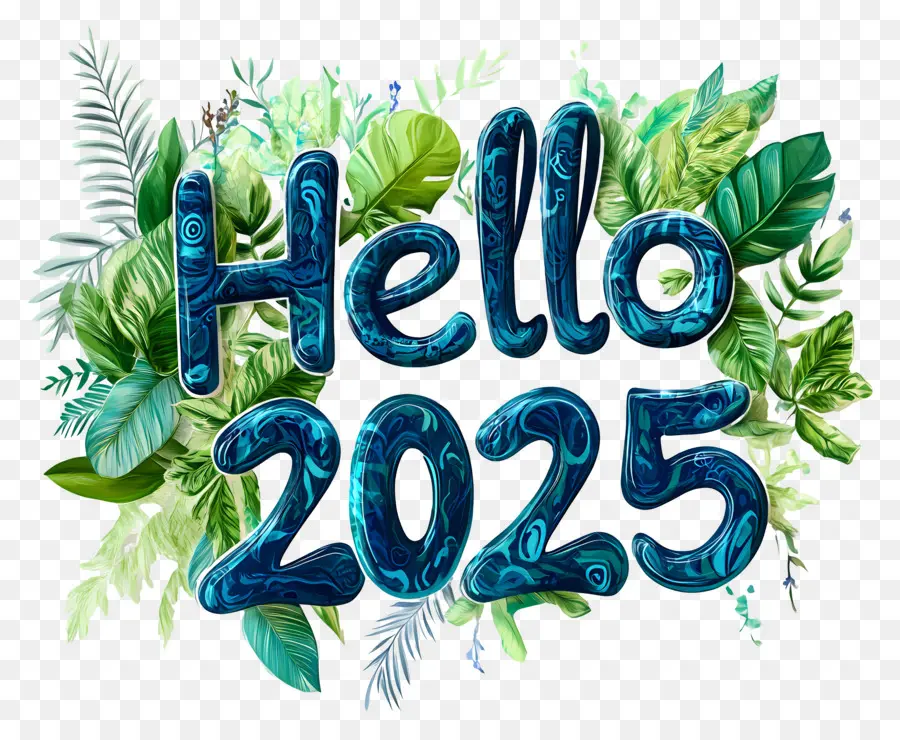 Bonjour 2025，Bonjour 2025 Avec Des Fleurs PNG