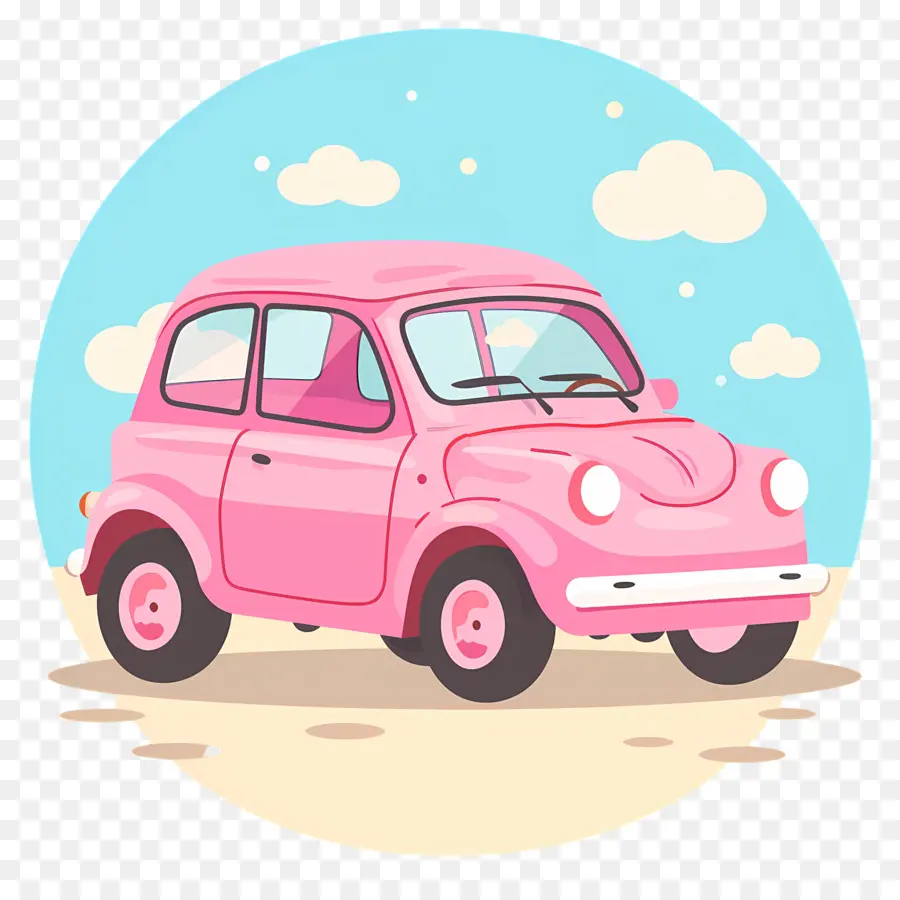 Voiture De Dessin Animé，Voiture Rose PNG