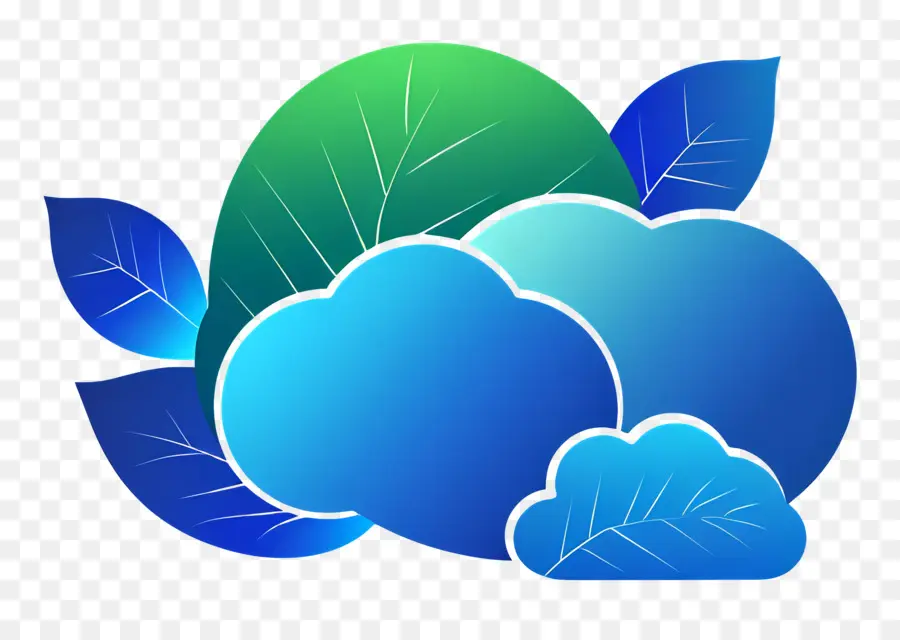 Logo Nuage，Nuages ​​aux Feuilles Bleues Et Vertes PNG