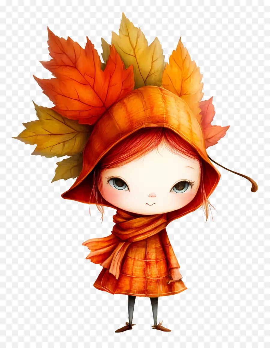 Feuille D'automne Mignonne，Fille Feuille PNG