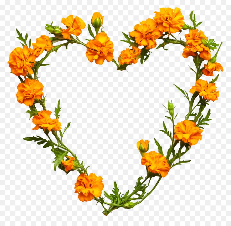 Cadre Coeur，Coeur De Vigne De Souci Orange PNG