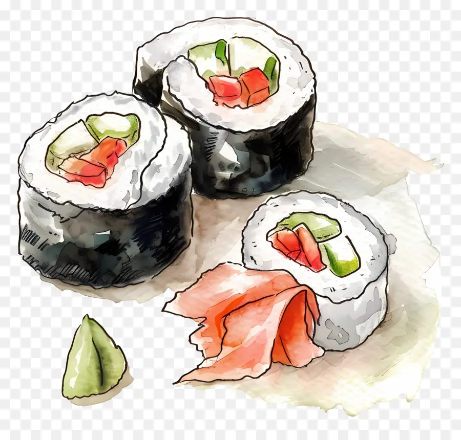 Rouleau De Sushi，Morceaux De Sushis PNG