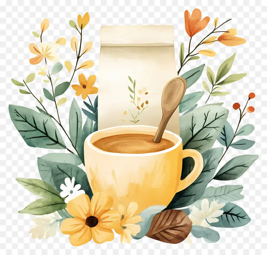 Tasse à Café，Tasse à Café Avec Des Fleurs PNG