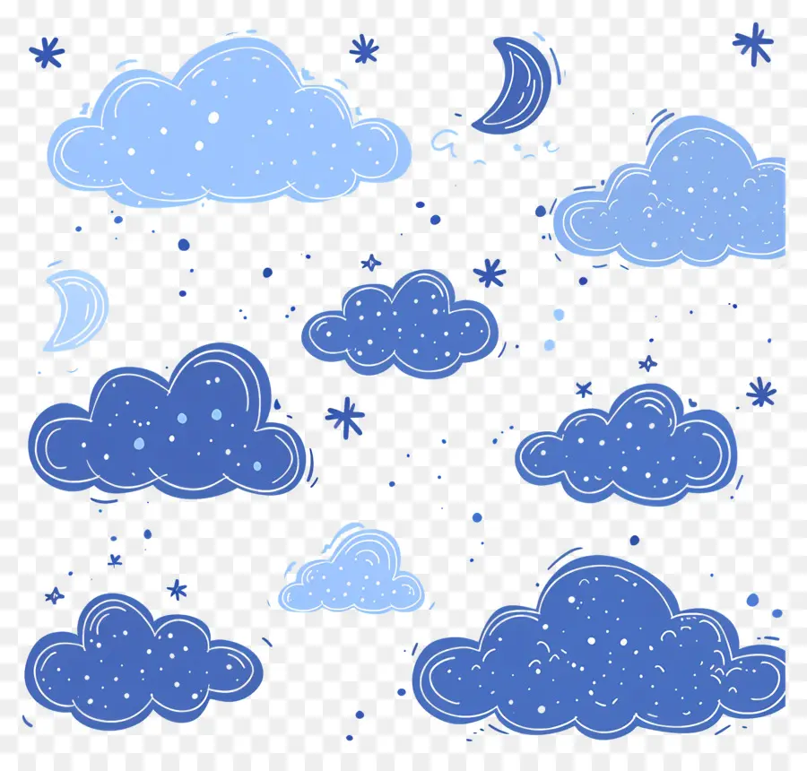 Nuages，Lune Et étoiles PNG