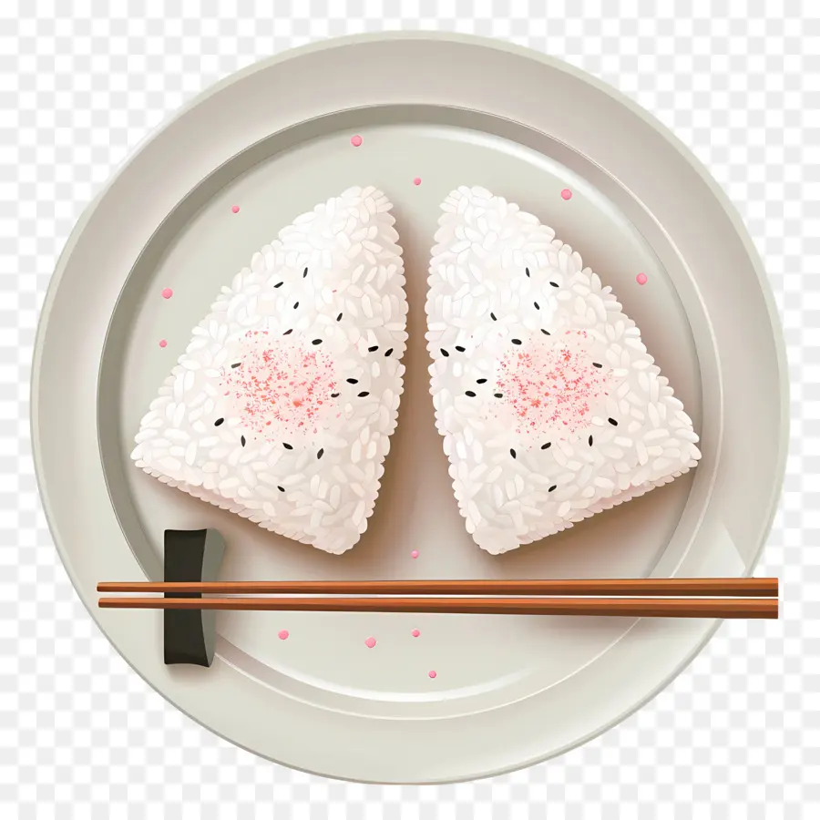 Umeboshi Onigiri，Boulettes De Riz Triangulaires PNG