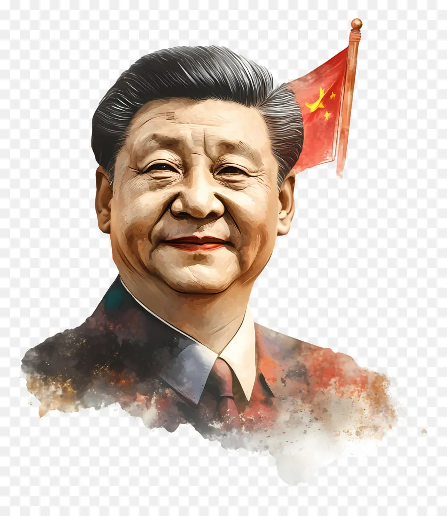 Fête Nationale Chinoise，Portrait Avec Drapeau PNG