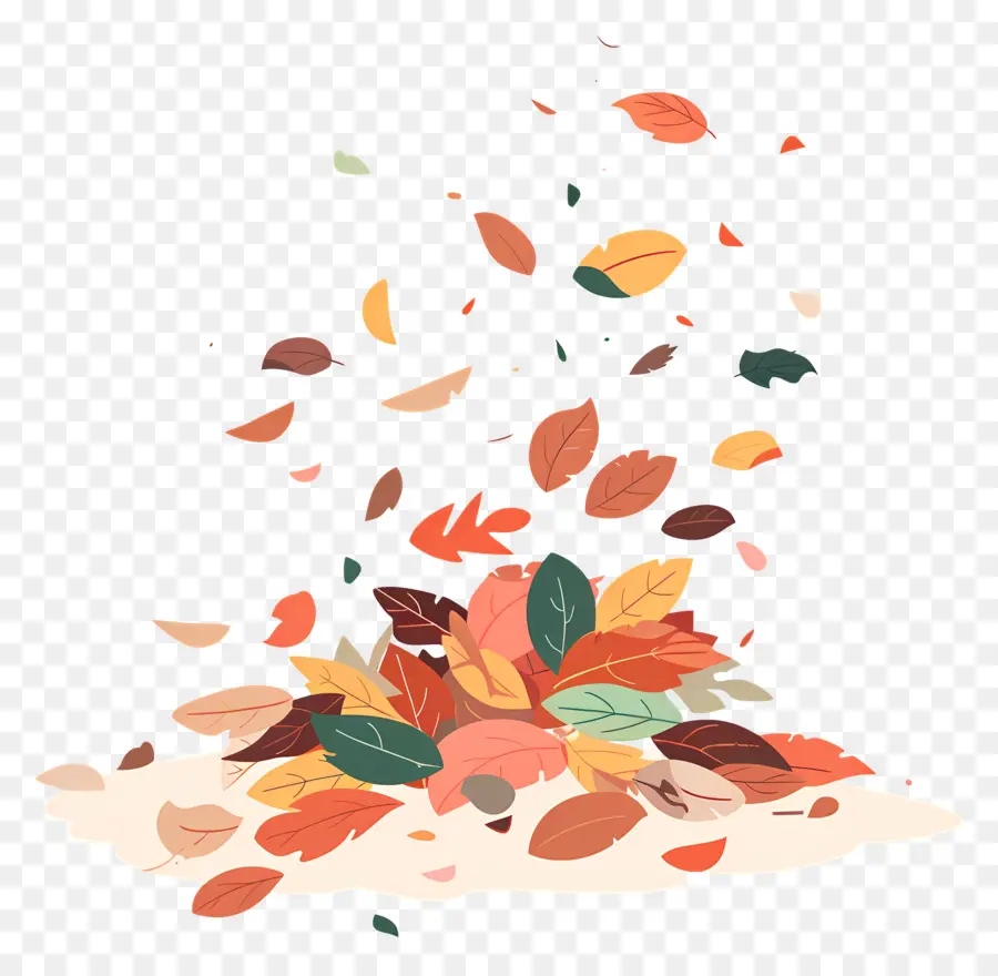 Feuilles Flottantes，Tas De Feuilles D'automne PNG