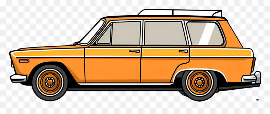 Voiture De Dessin Animé，Break Orange PNG