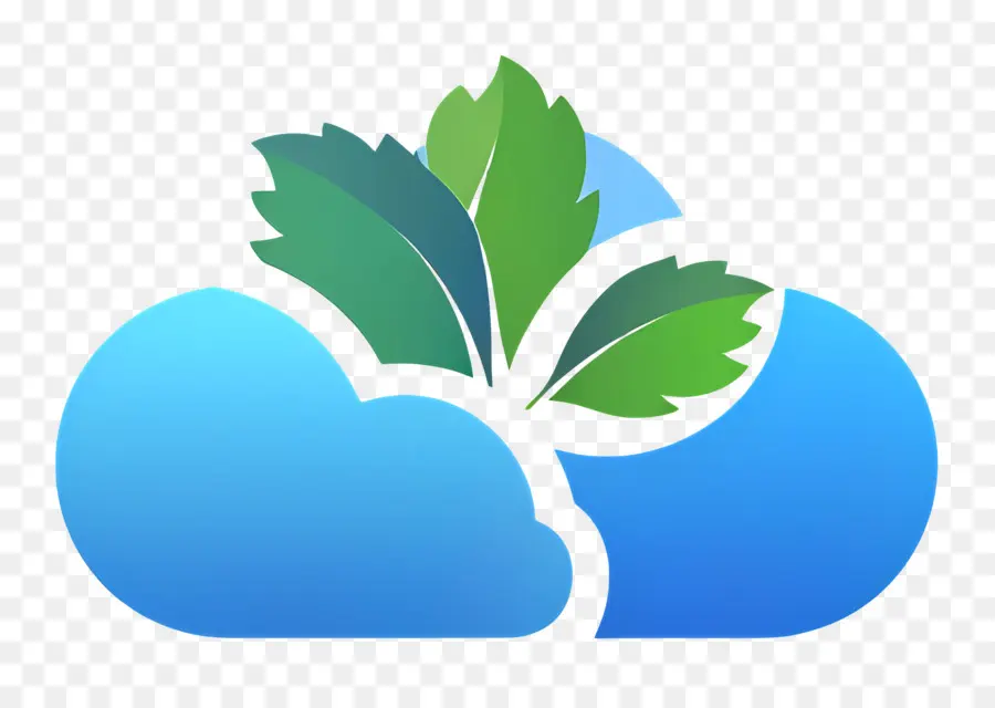 Logo Nuage，Nuage Aux Feuilles Vertes PNG