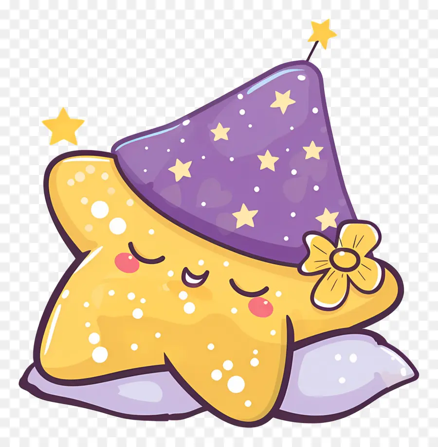 Étoile Kawaii，Étoile Jaune Avec Chapeau PNG