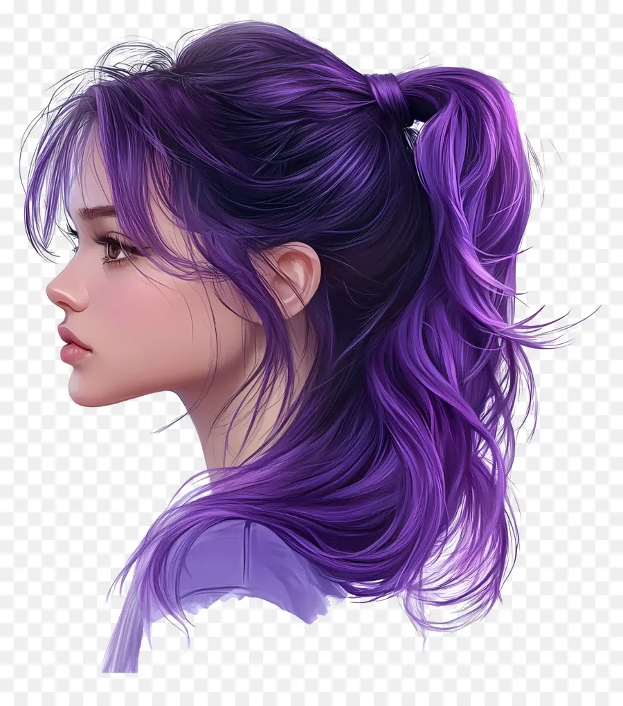 Fille Cheveux，Femme Aux Cheveux Violets PNG