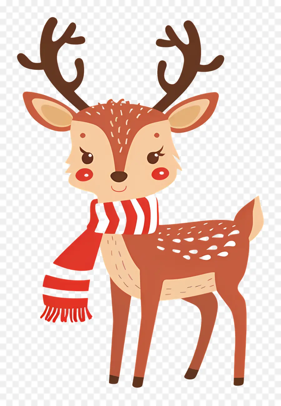 Cerf De Noël，Renne Avec écharpe Bleue PNG