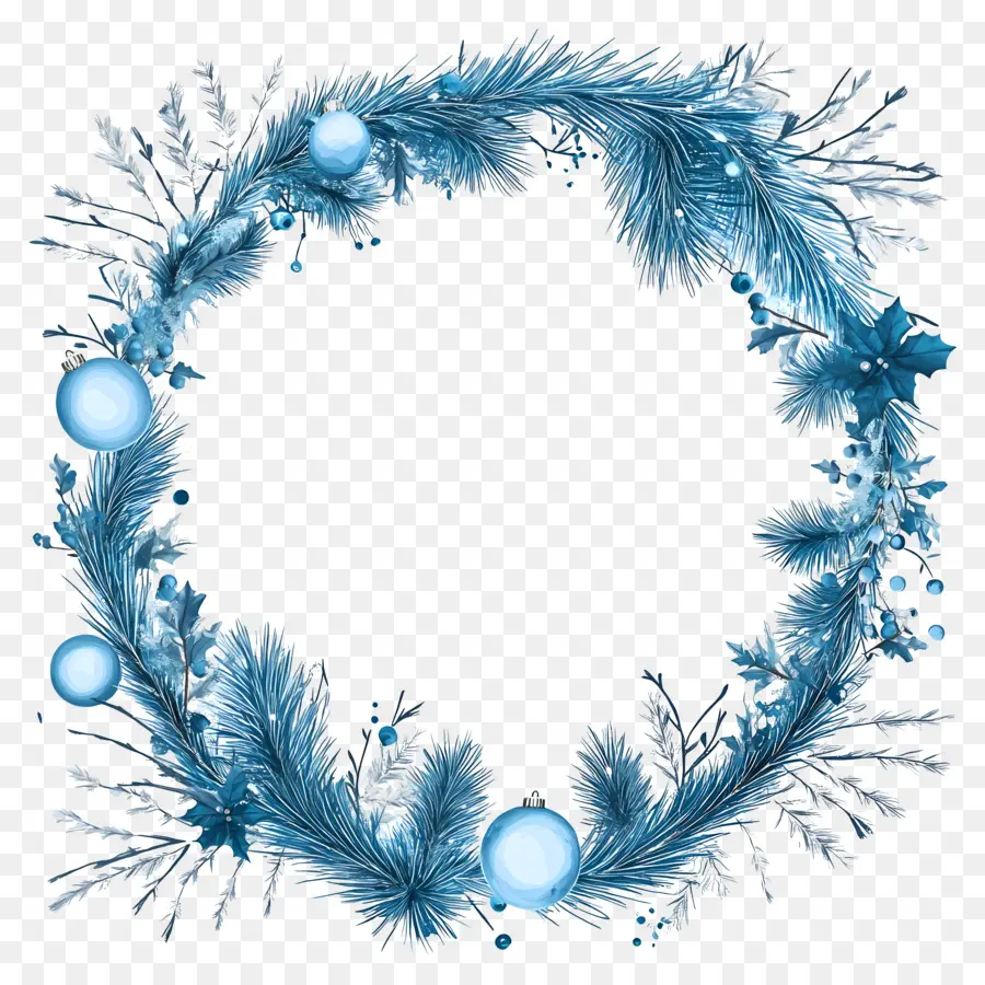 Cadre De Noël Bleu，Couronne Bleue PNG