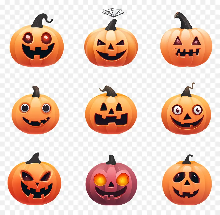 Emoji D'halloween，Citrouilles PNG