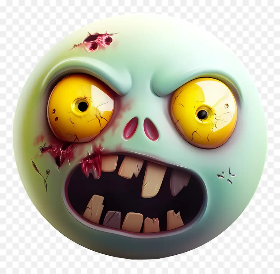 Emoji D'halloween，Visage De Zombie Vert PNG