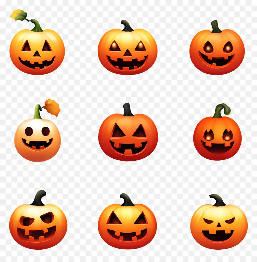 Emoji D'halloween，Citrouilles PNG