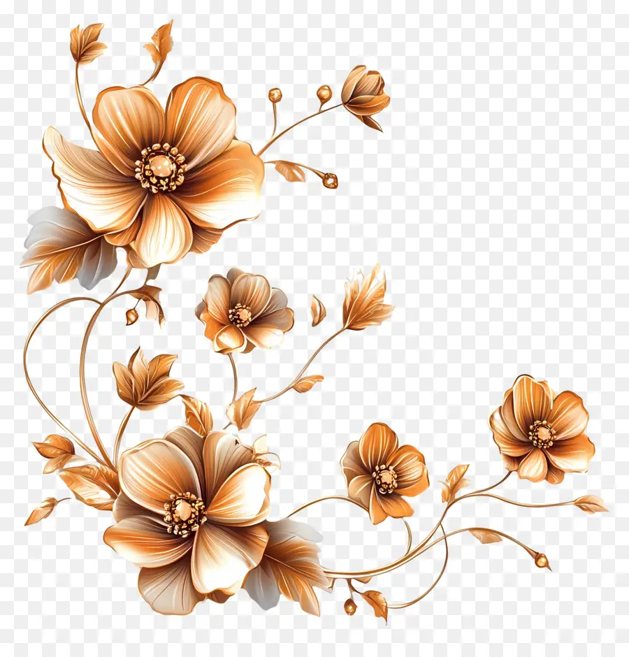 Fleur Or，Conception Florale PNG