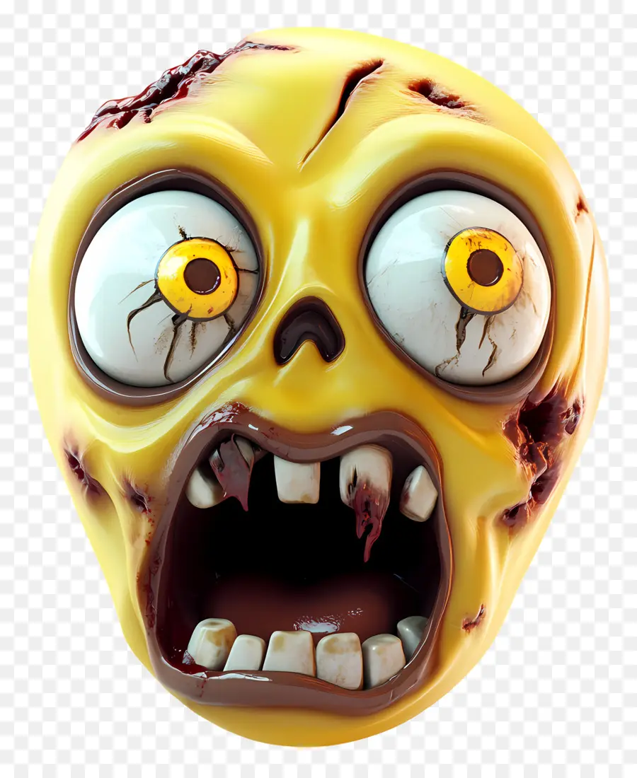 Emoji D'halloween，Visage De Zombie Jaune PNG