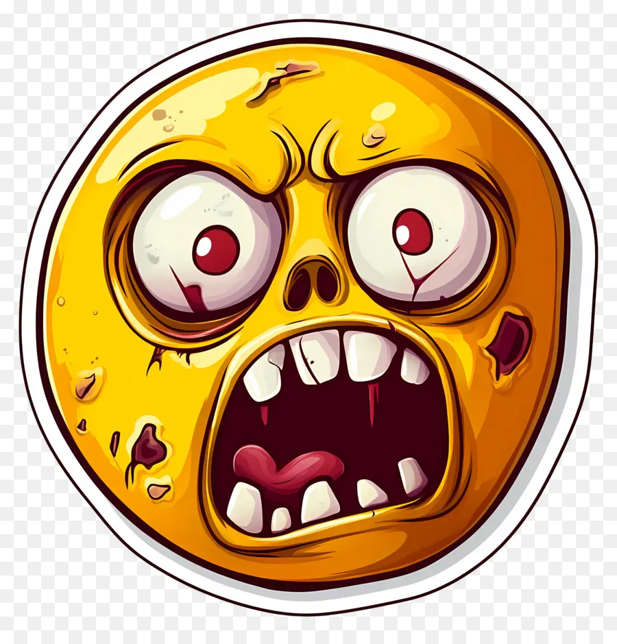 Emoji D'halloween，Visage De Zombie Orange PNG