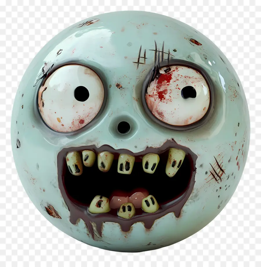 Emoji D'halloween，Visage De Zombie Bleu PNG