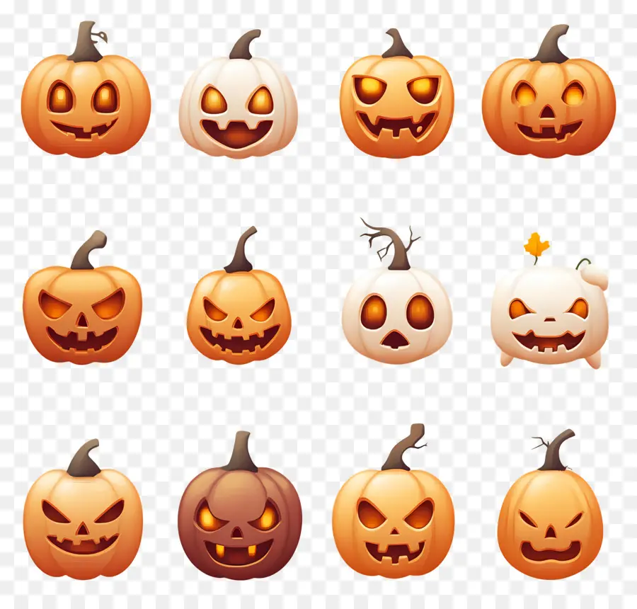 Emoji D'halloween，Citrouilles PNG