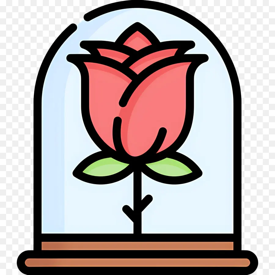 Fleur Rose，Rose Dans Un Dôme De Verre PNG