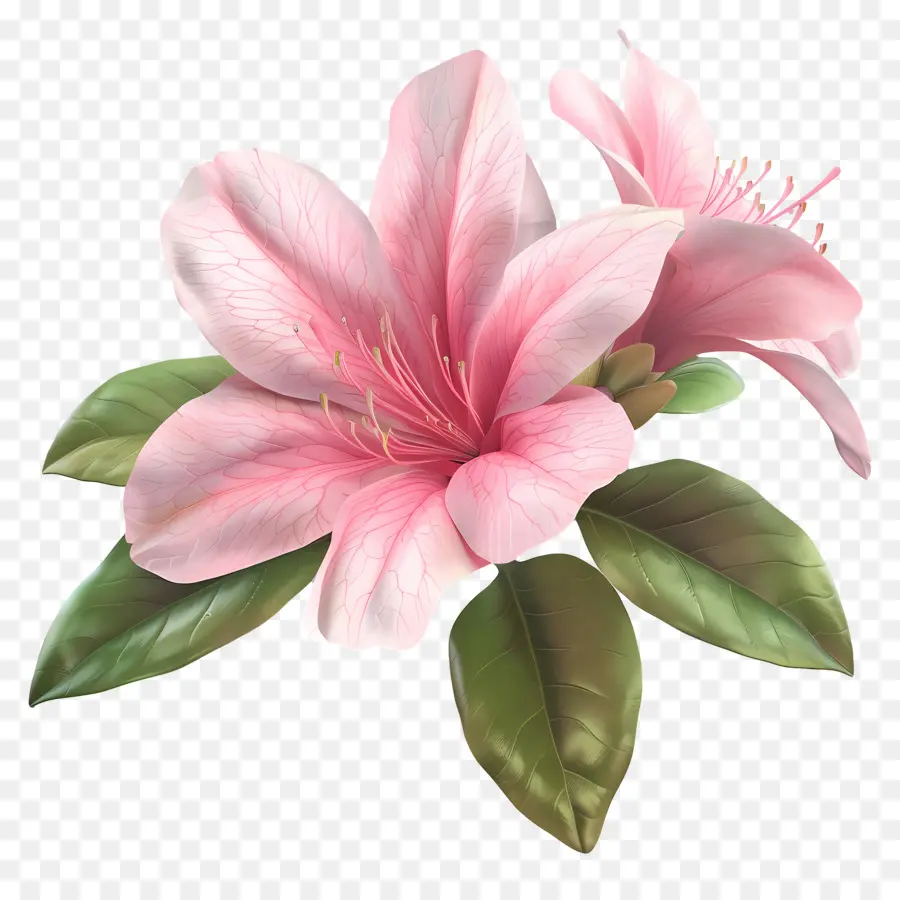 Fleur D'azalée Modèle 3d，Fleur Rose PNG