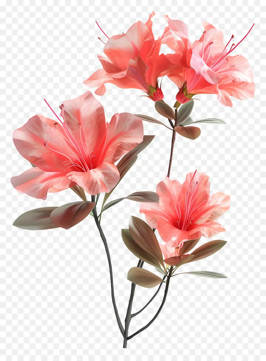 Fleur D'azalée Modèle 3d，Fleurs D'azalée Rose PNG