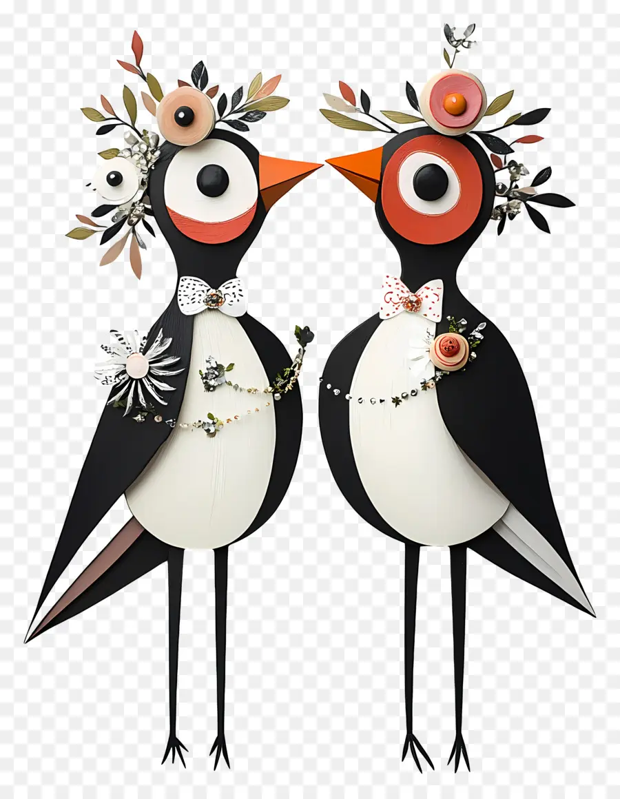 Oiseaux De Mariage，Deux Oiseaux Décoratifs PNG