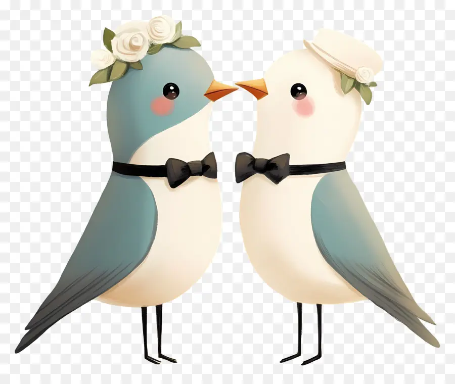 Oiseaux De Mariage，Oiseaux Avec Des Chapeaux PNG