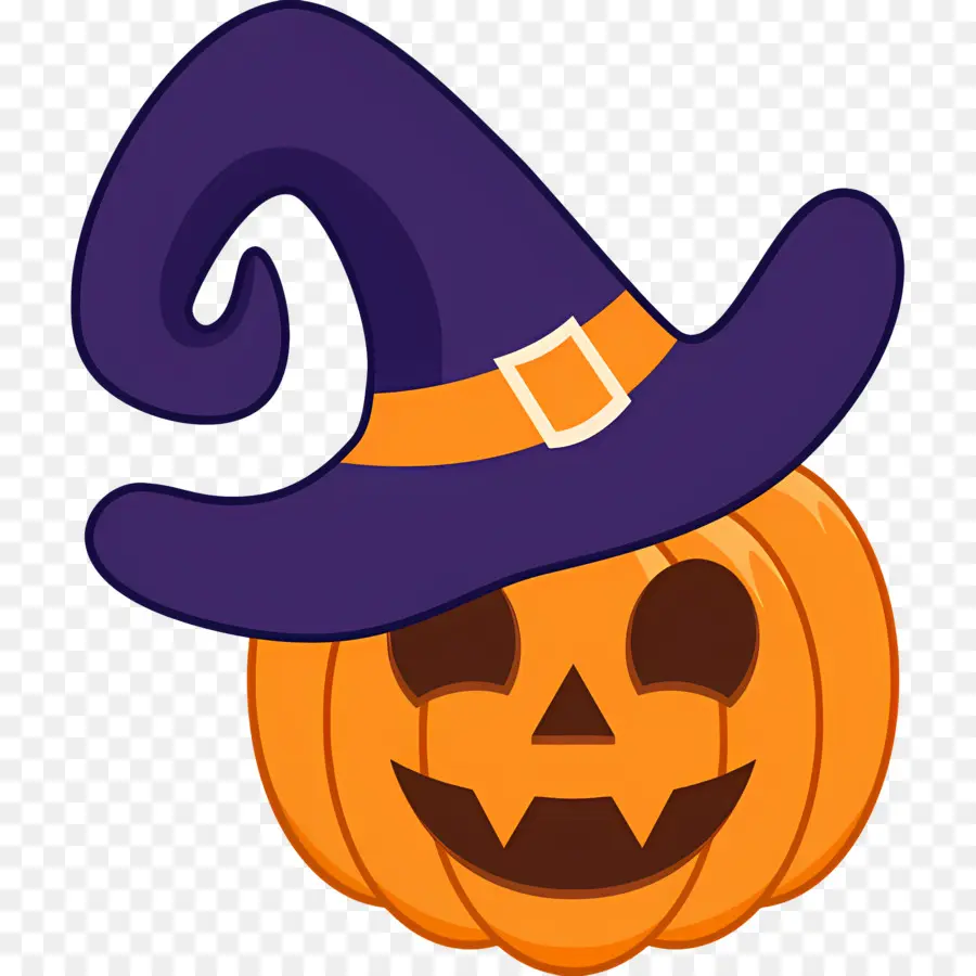 Citrouille D'halloween，Citrouille Avec Chapeau De Sorcière PNG