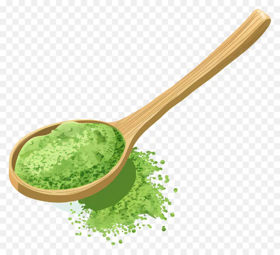 Poudre De Matcha，Cuillère De Poudre Verte PNG