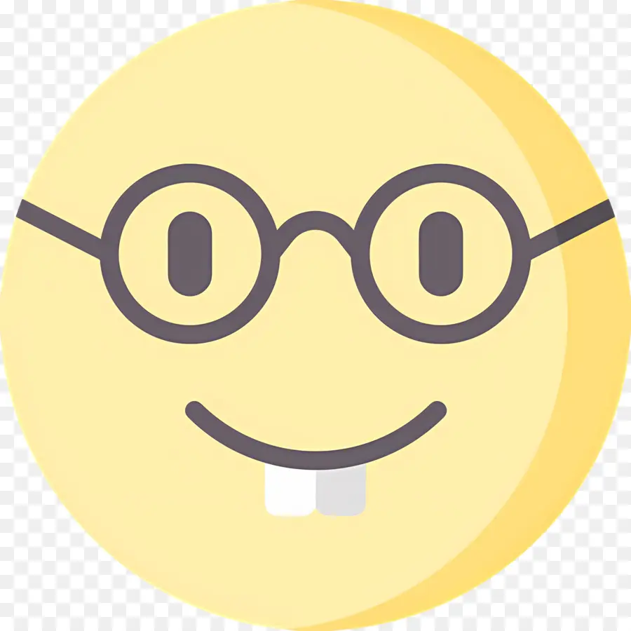 Emoji Nerd，Emoji Jaune Avec Des Lunettes PNG