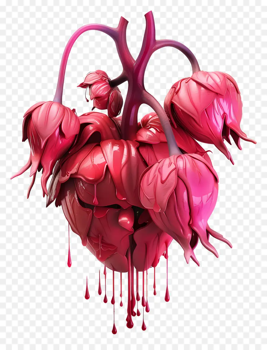 Fleur 3d，Fleurs En Forme De Coeur PNG