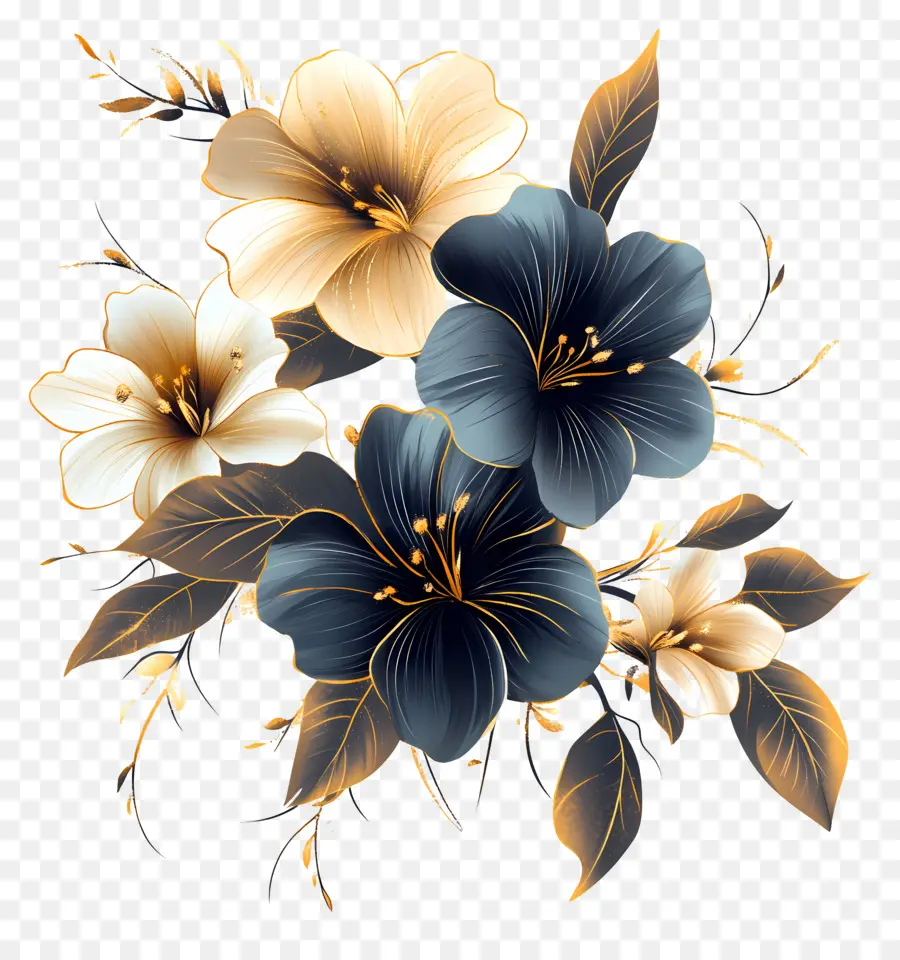 Fleur Or，Fleurs Colorées PNG