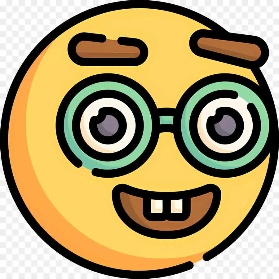 Emoji Nerd，Emoji Jaune Avec Des Lunettes PNG