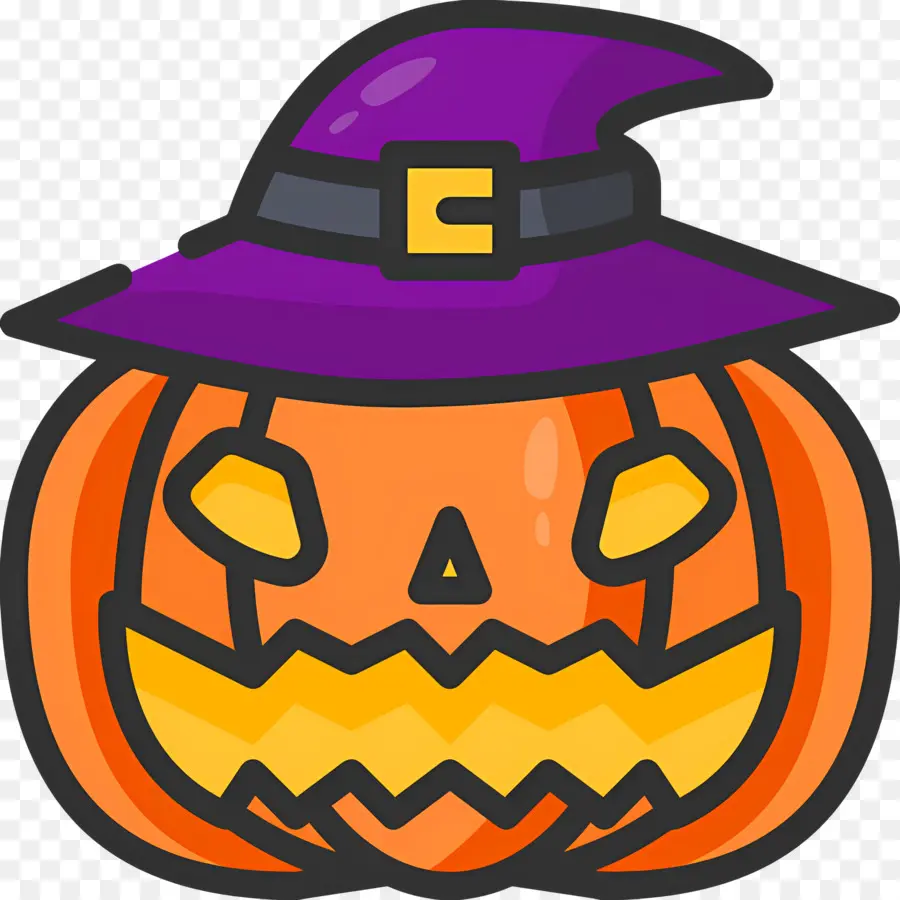 Citrouille D'halloween，Citrouille Avec Chapeau De Sorcière PNG