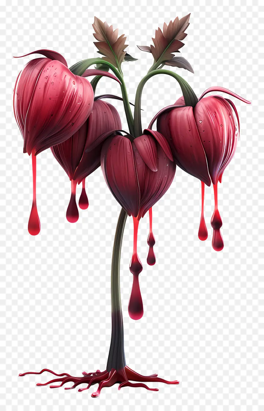 Fleur 3d，Fleur Rouge Dégoulinante PNG