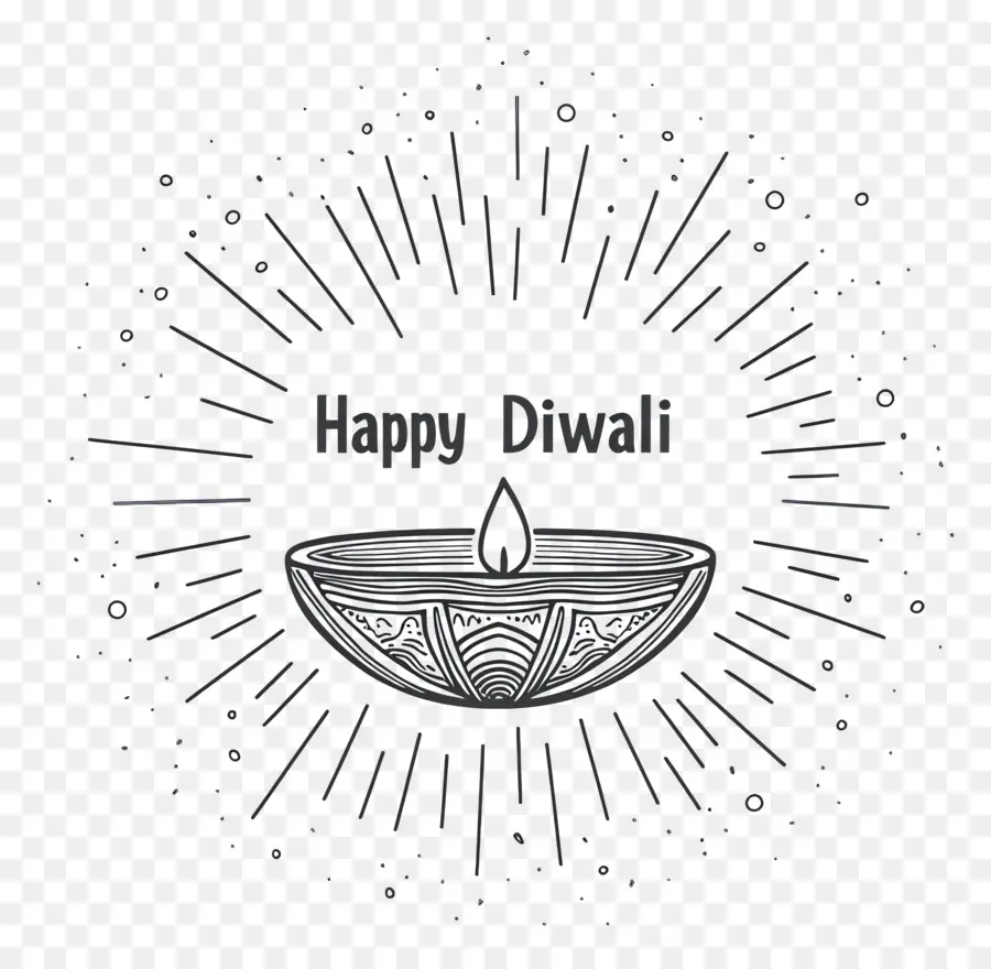 Joyeux Diwali，Croquis De Lampe Diwali PNG