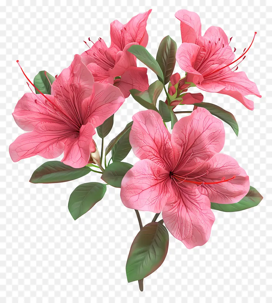 Fleur D'azalée Modèle 3d，Fleurs Roses PNG