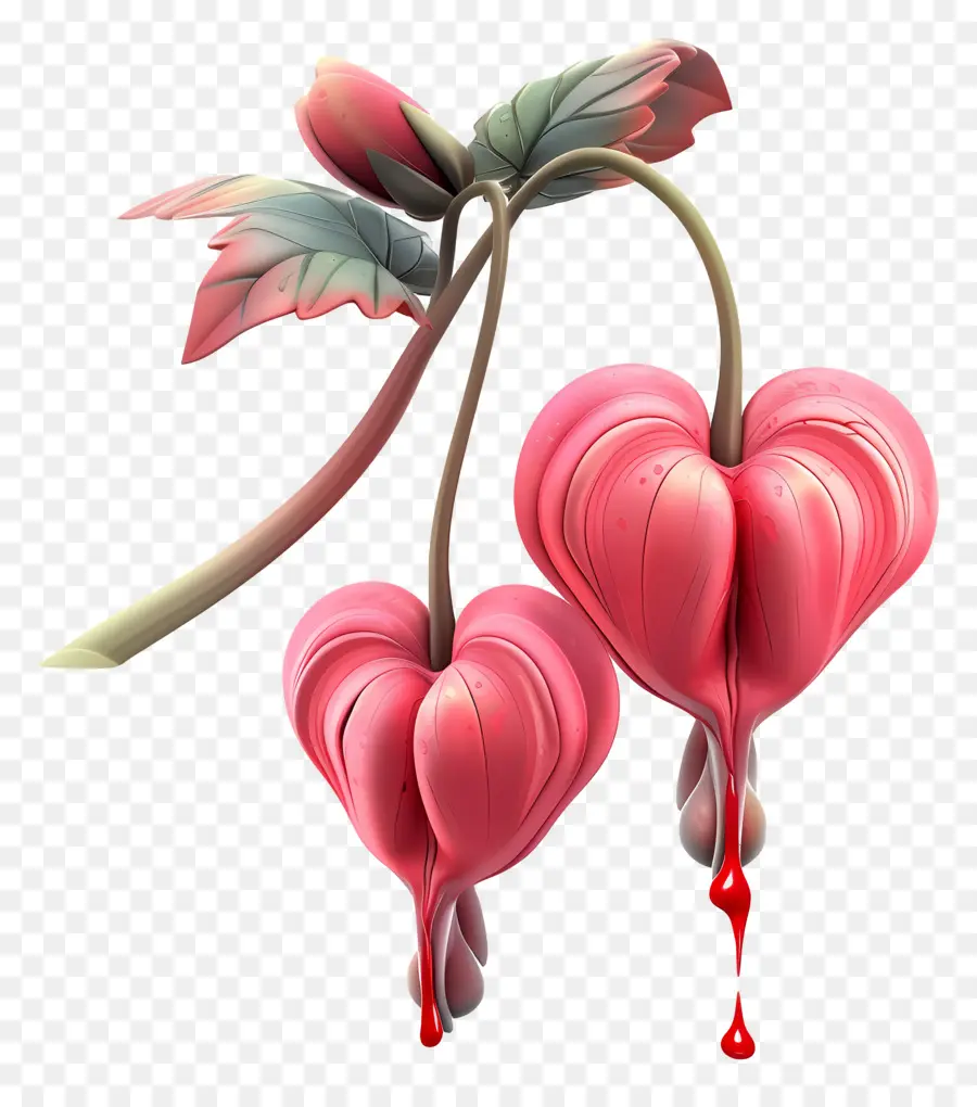 Fleur 3d，Fleurs De Coeur Saignant PNG