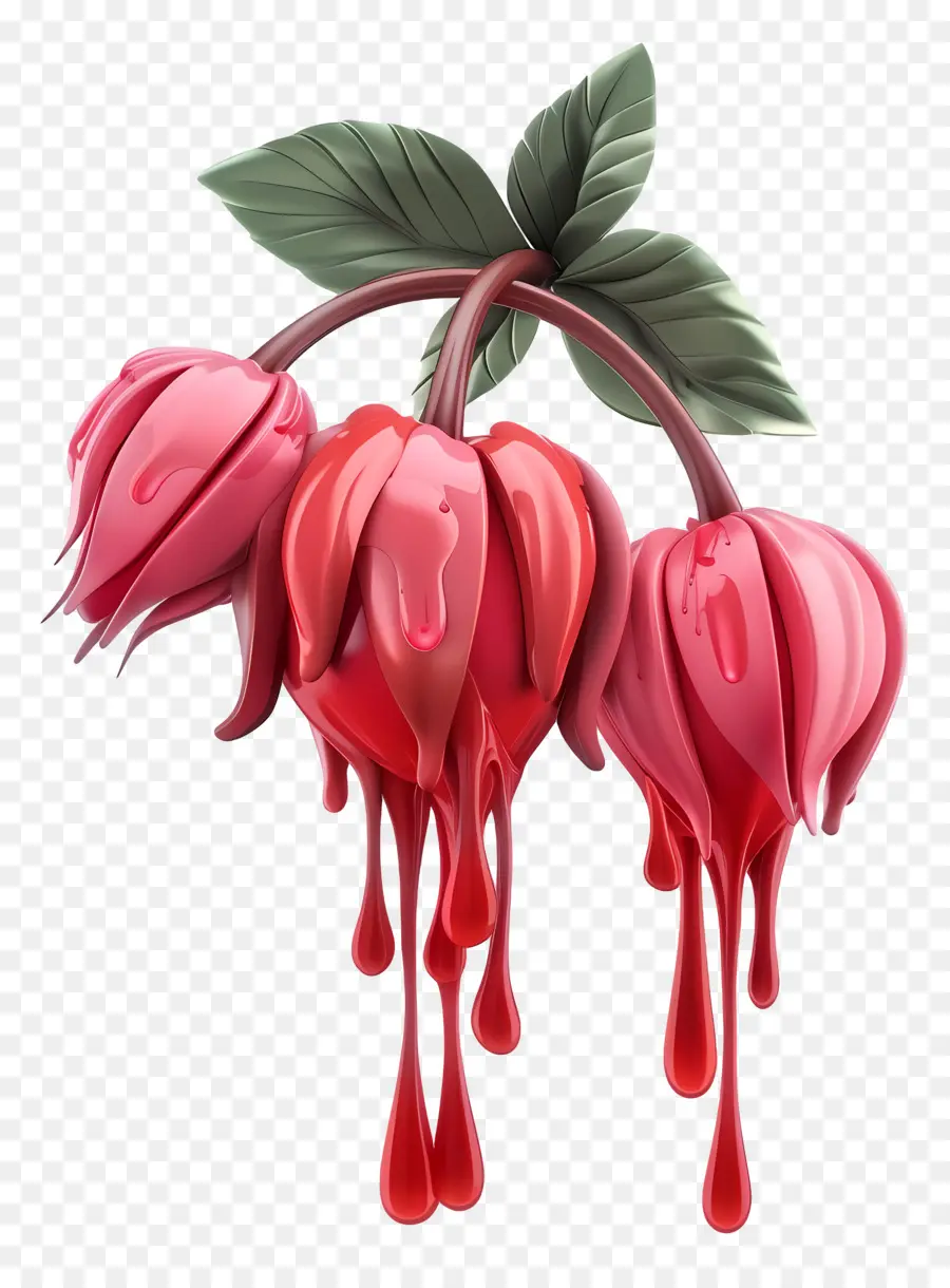 Fleur 3d，Fleur Rouge Dégoulinante PNG